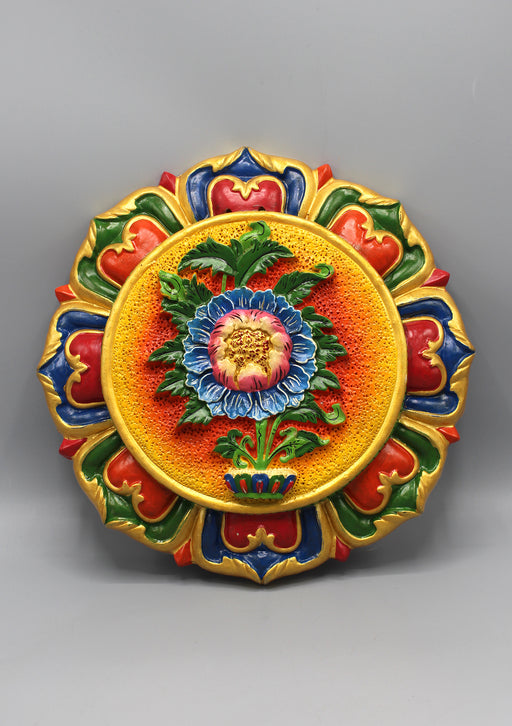 Auspicious Symbol Lotus Clay Wall Hanging - nepacrafts