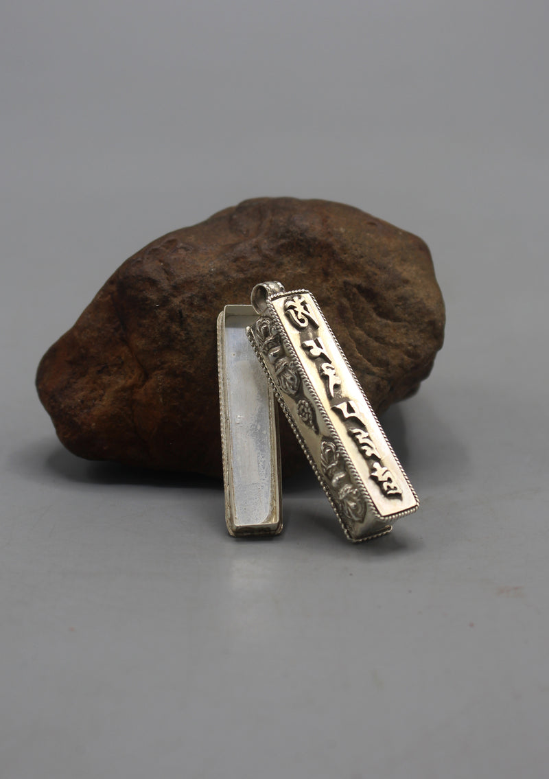 Sterling Silver Om Mani Scriptures Ghau Pendant