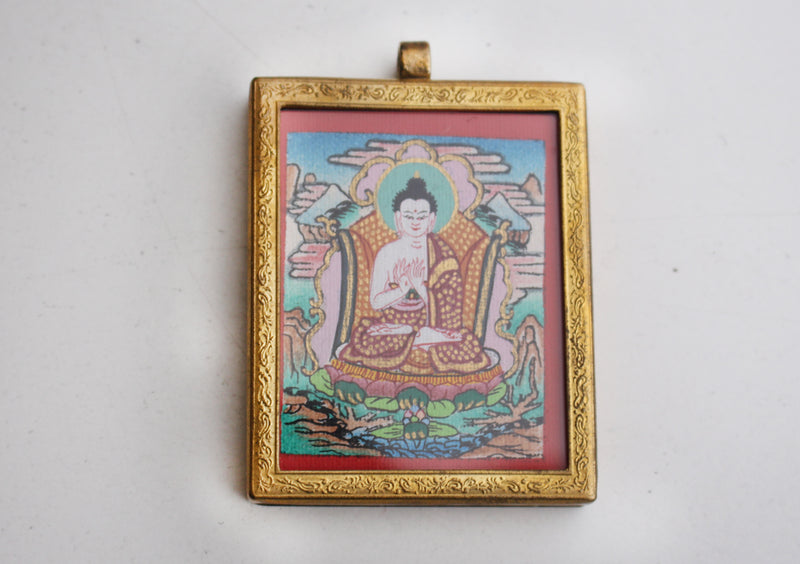 Vairochana Mini Thangka Amulet Pendant - nepacrafts