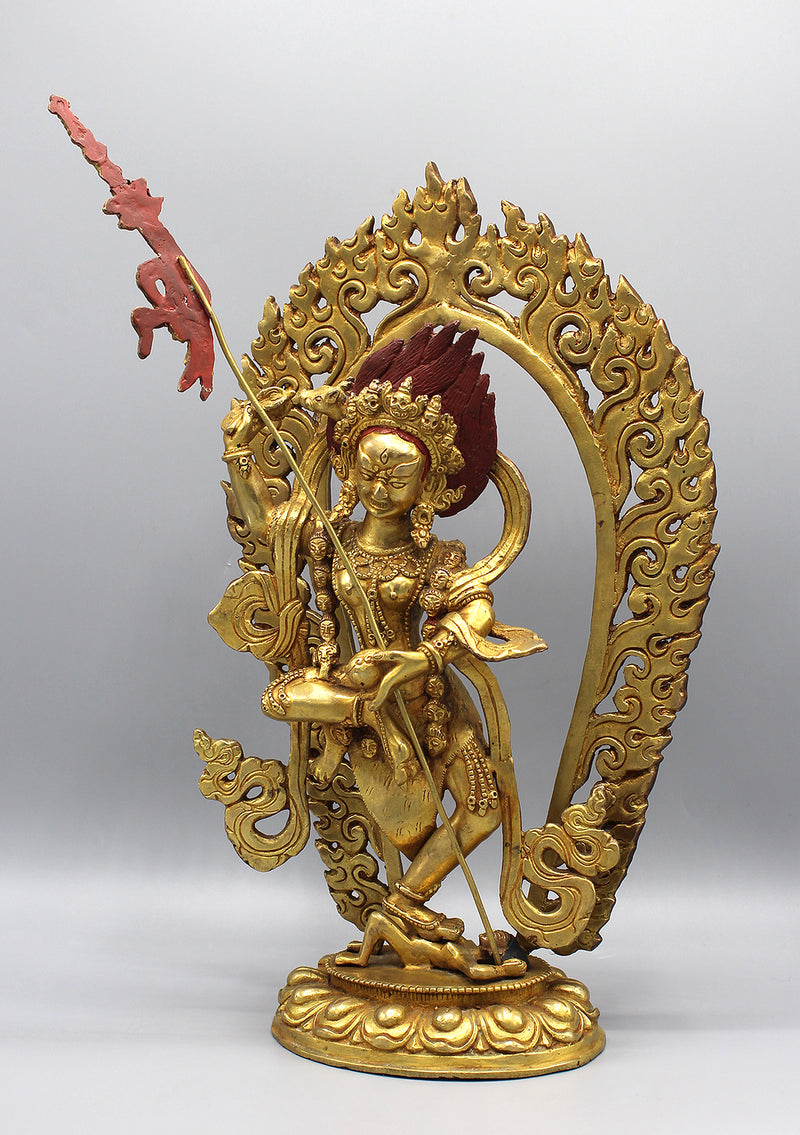 Fully Goldplated Wrathful Yogini Statue