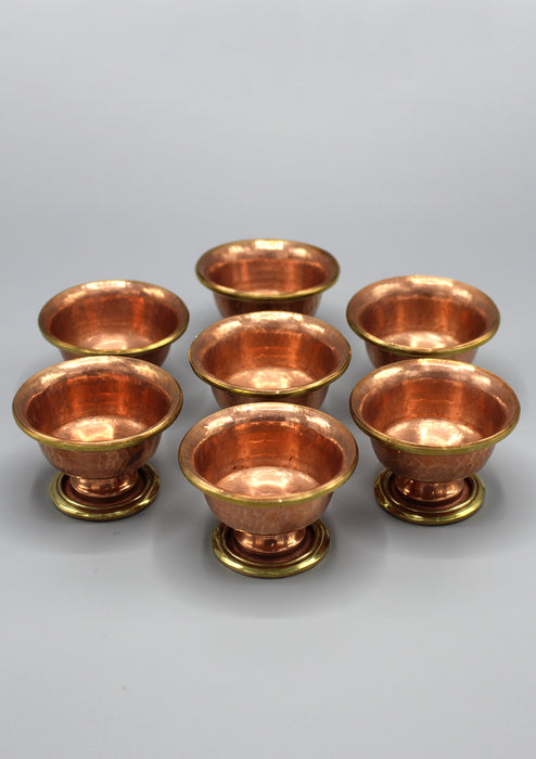 Set of 7 Copper Tibetan Offering Bowl - nepacrafts