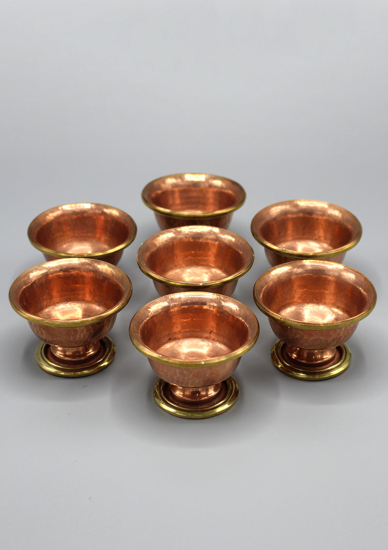 2.5"Copper Tibetan Offering Bowl Set of 7