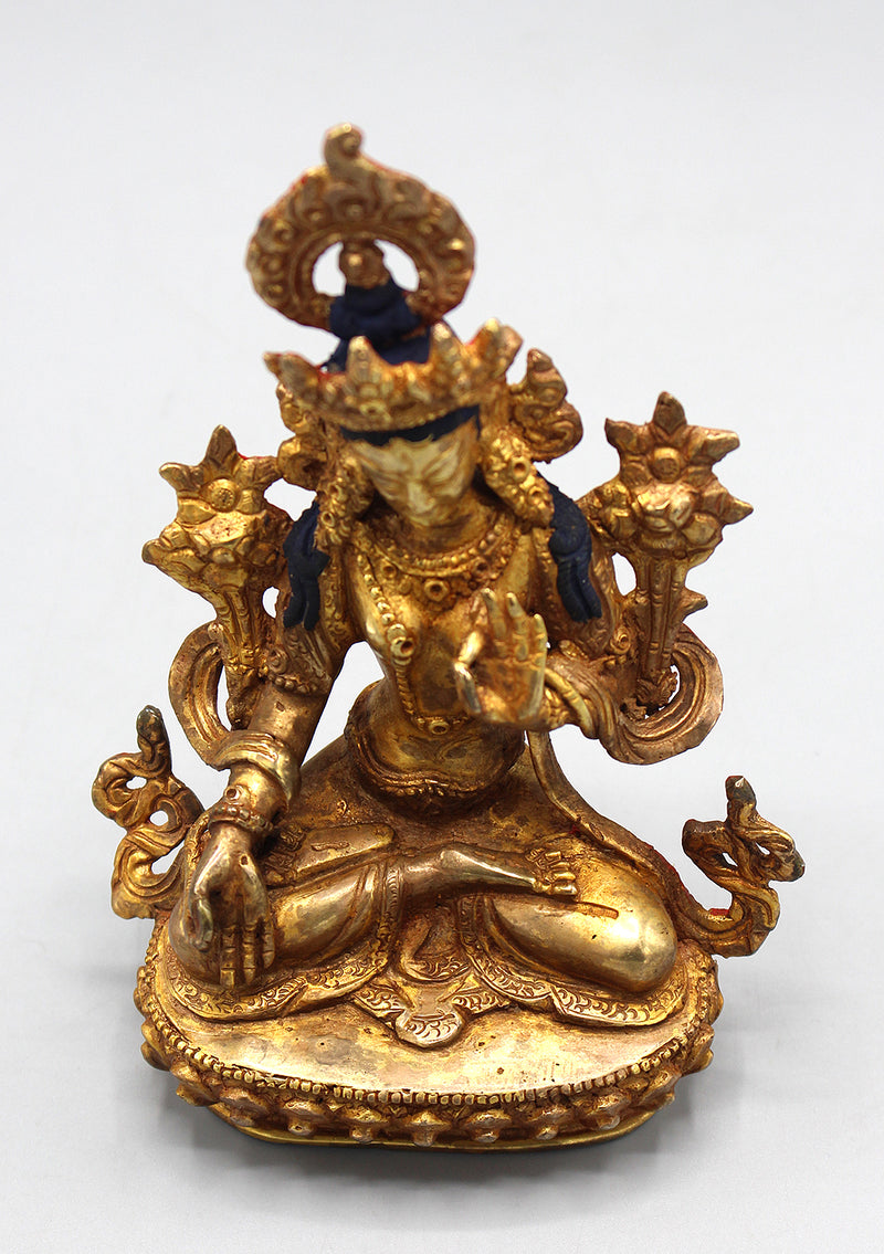 Gold Plated Eternal White Tara Statue 6 Inch