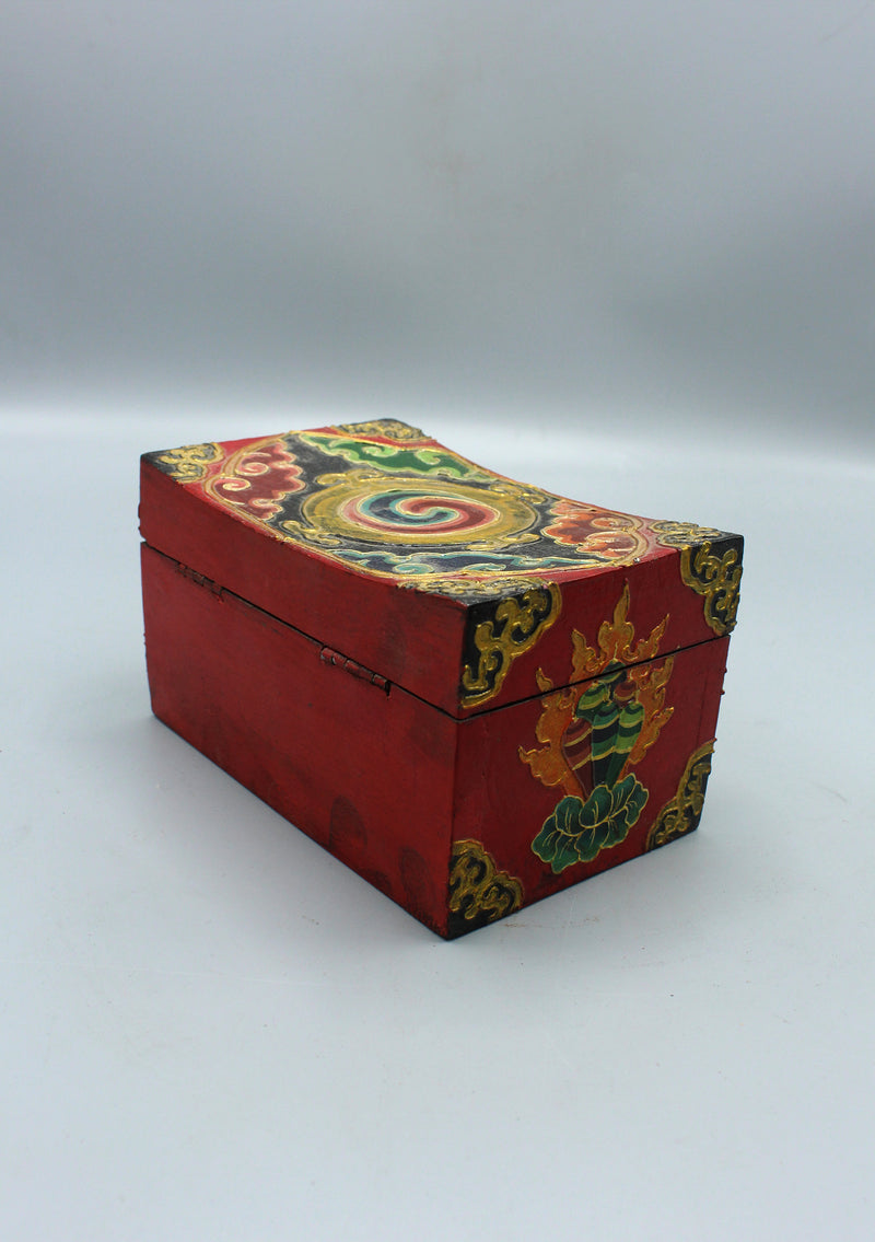 Swirl Painted Tibetan Wooden Jewelry Box