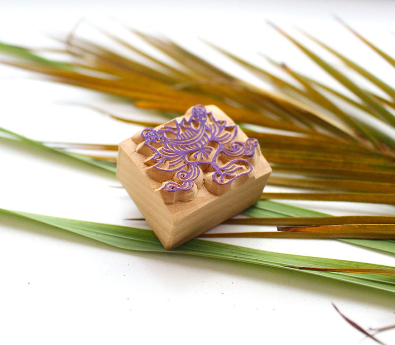 Auspicious Lotus Wooden Stamp - nepacrafts