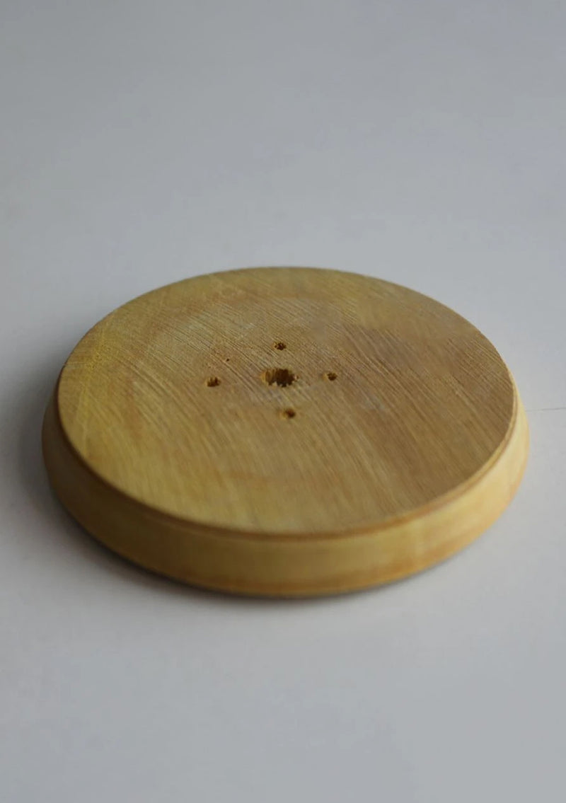 Wooden Incense Burner with Flower Carving