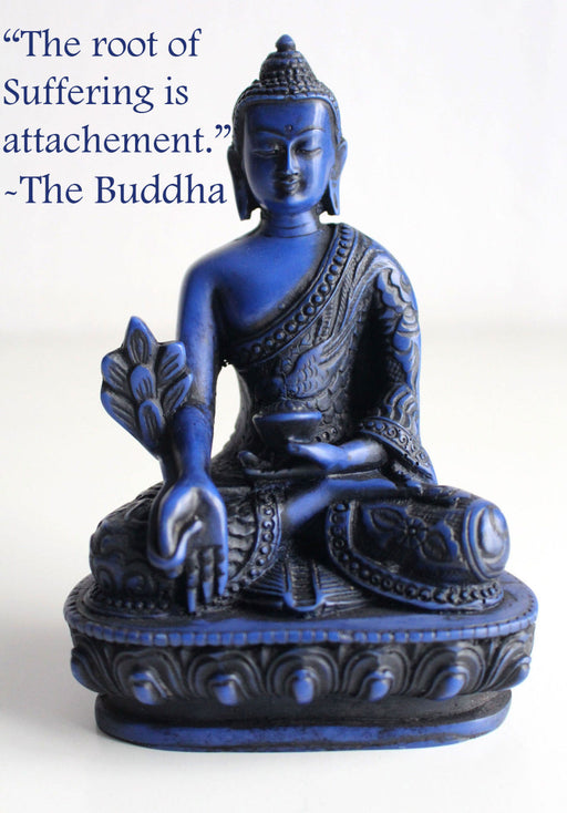 Dragon Carved Blue Color Resin Medicine Buddha Statue 5" - nepacrafts