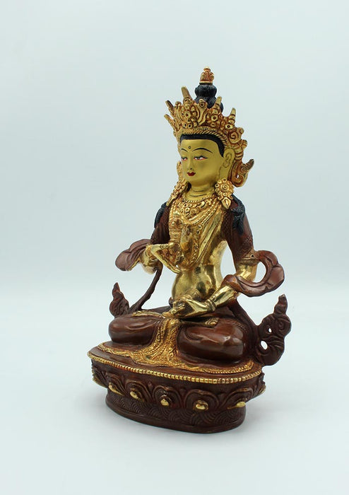 Partly Gold Plated Copper Bodhisattva Vajrasattva Statue 9"
