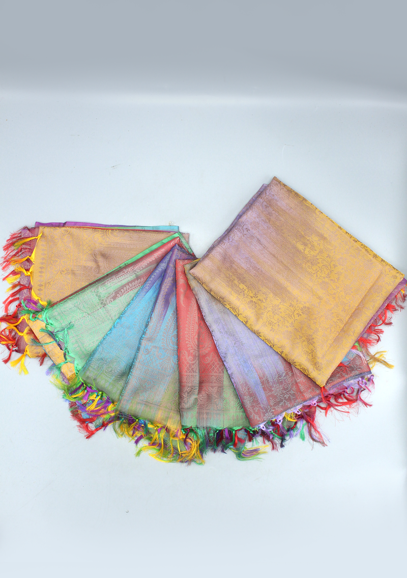 Silk Mixed Polyester Multi Color Shawls
