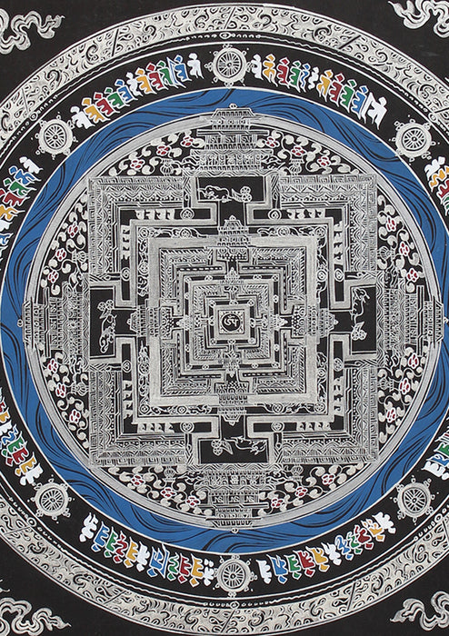 Silver Color Mandala Tibetan Thangka Painting Art
