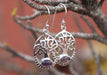 Amethyst Inlaid Tree of Life Sterling Silver Dangle Earrings - nepacrafts