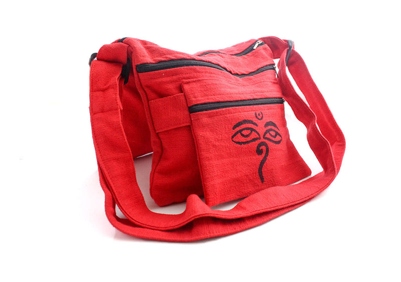Buddha Eyes Printed Cotton Side Carry Bag - nepacrafts