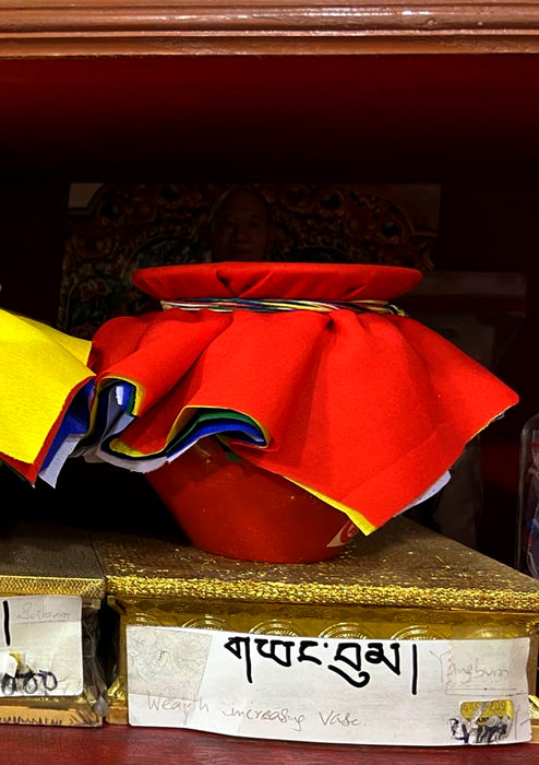 Tibetan Ritual Red Treasure Vase Bhumpa