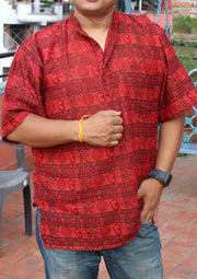 Maroon Cotton Om Prayer Shirt - nepacrafts