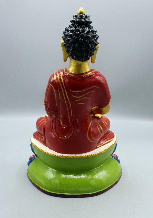 Handpainted Ceramic Ratnasambhava Buddha Statue 12"H