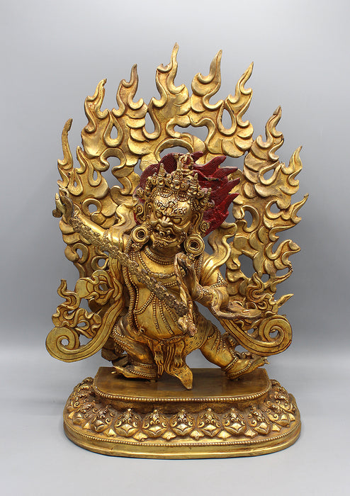 Gold Plated 15" High The Wrathful Deity Vajrapani Statue