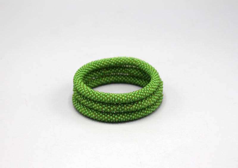 Light Green Glass Beads Roll on Bracelet - nepacrafts