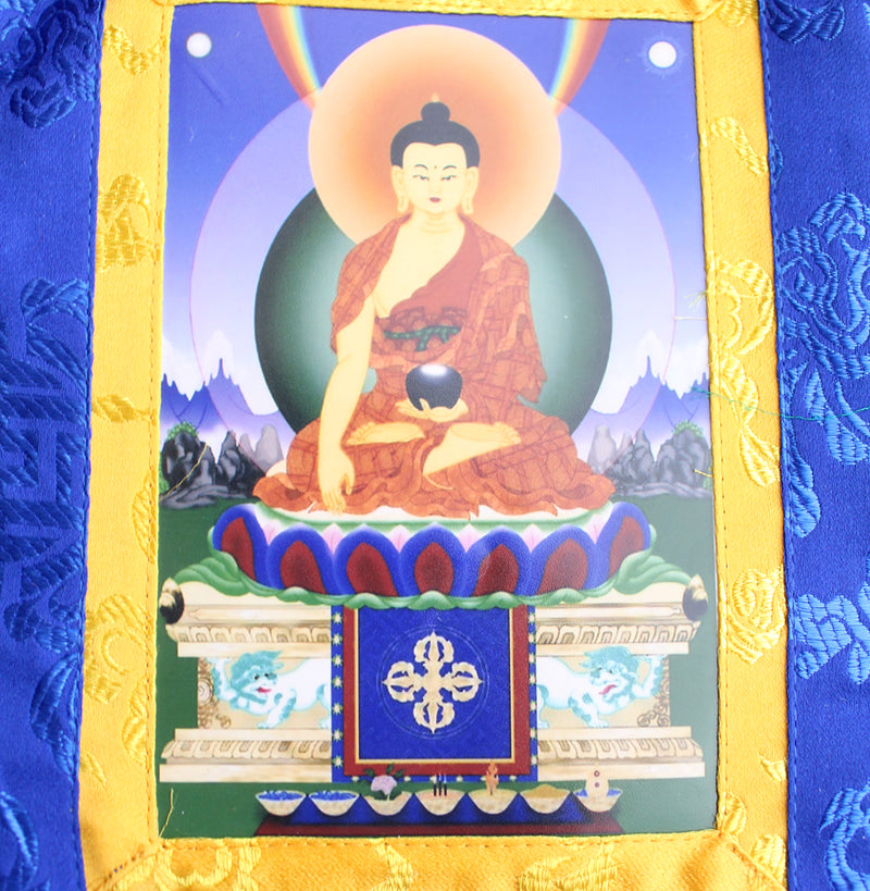 Shakyamuni Buddha Thangka With Silk Brocade Wall Hanging - nepacrafts