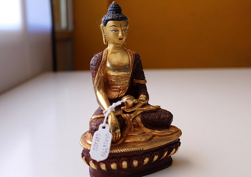 Check Carved Gold Plated Shakyamuni Buddha Statue 6" High - nepacrafts