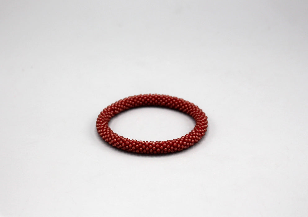 Stylish Maroon Glass Beads Roll on Bracelet - nepacrafts