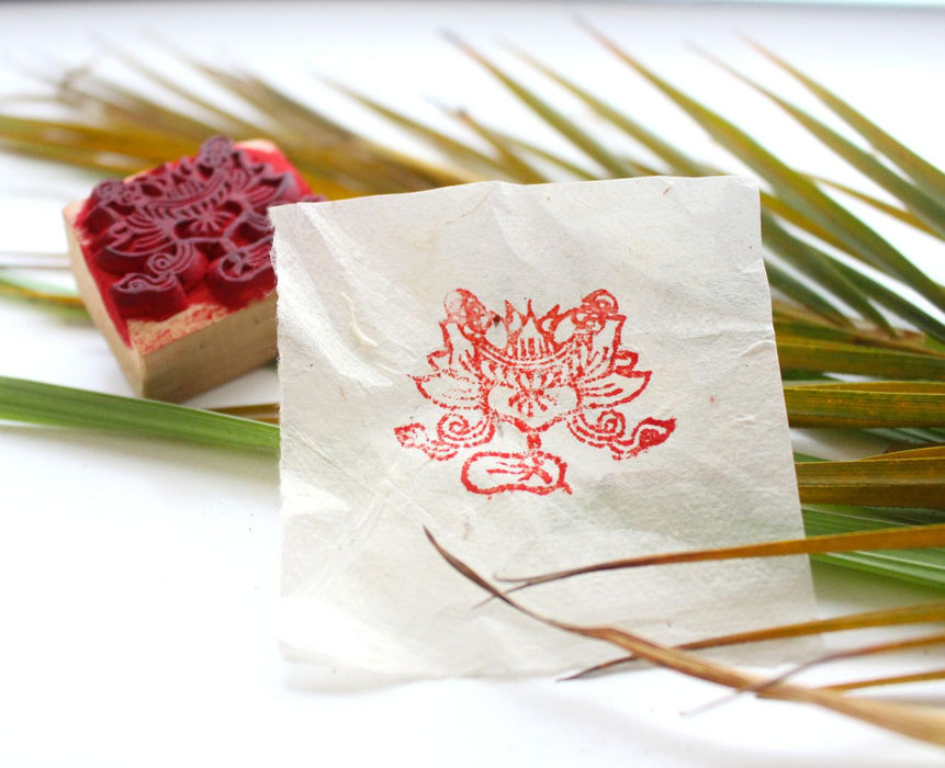 Auspicious Lotus Wooden Stamp - nepacrafts