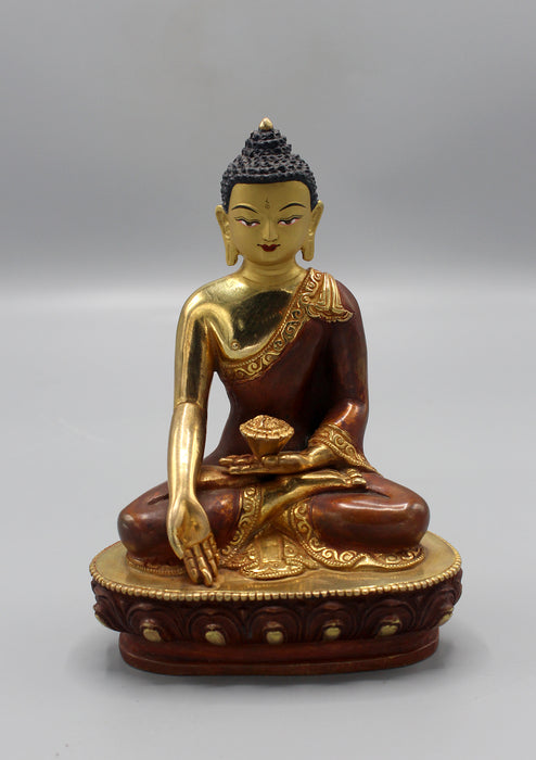 Ratnasambhava Buddha Copper Gold Plated Statue 5.5" H