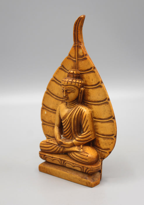 Bodhi Leaf Meditating Buddha Brown Statue - nepacrafts