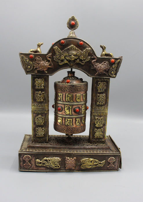 Tibetan Potala Gate Frame Om Mani Prayer Wheel