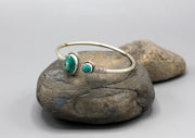 Plain Inlaid Turquoise Sterling Silver Bracelet - nepacrafts