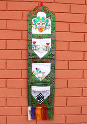 Embroidered Letter Case Brocade Tibetan Hanging Banner - nepacrafts