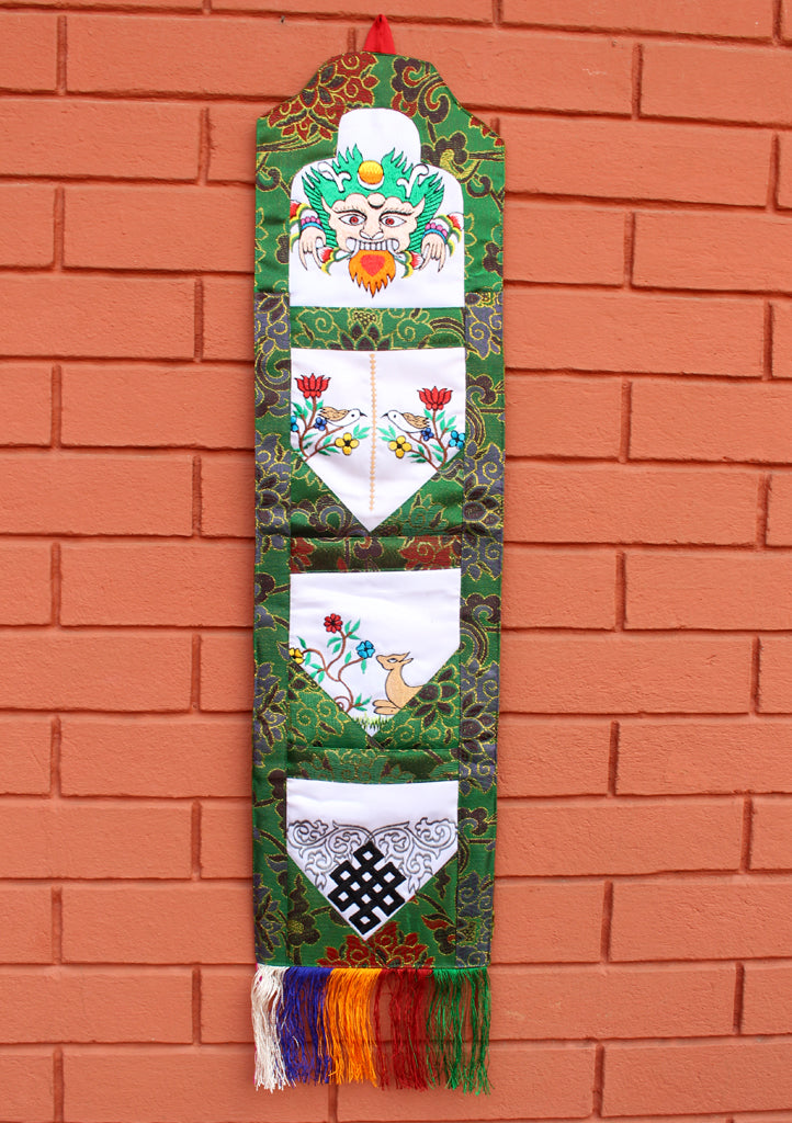 Embroidered Letter Case Brocade Tibetan Hanging Banner - nepacrafts