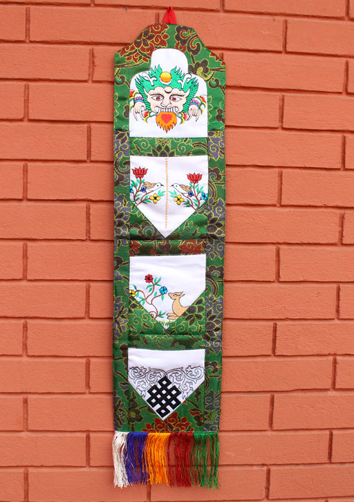 Embroidered Letter Case Brocade Tibetan Hanging Banner - nepacrafts