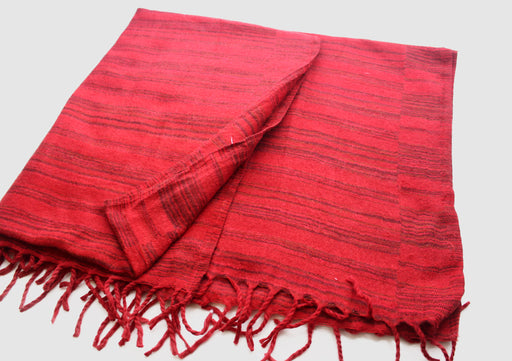 Maroon and Black Stripe Himalayan Woolen Shawl - nepacrafts
