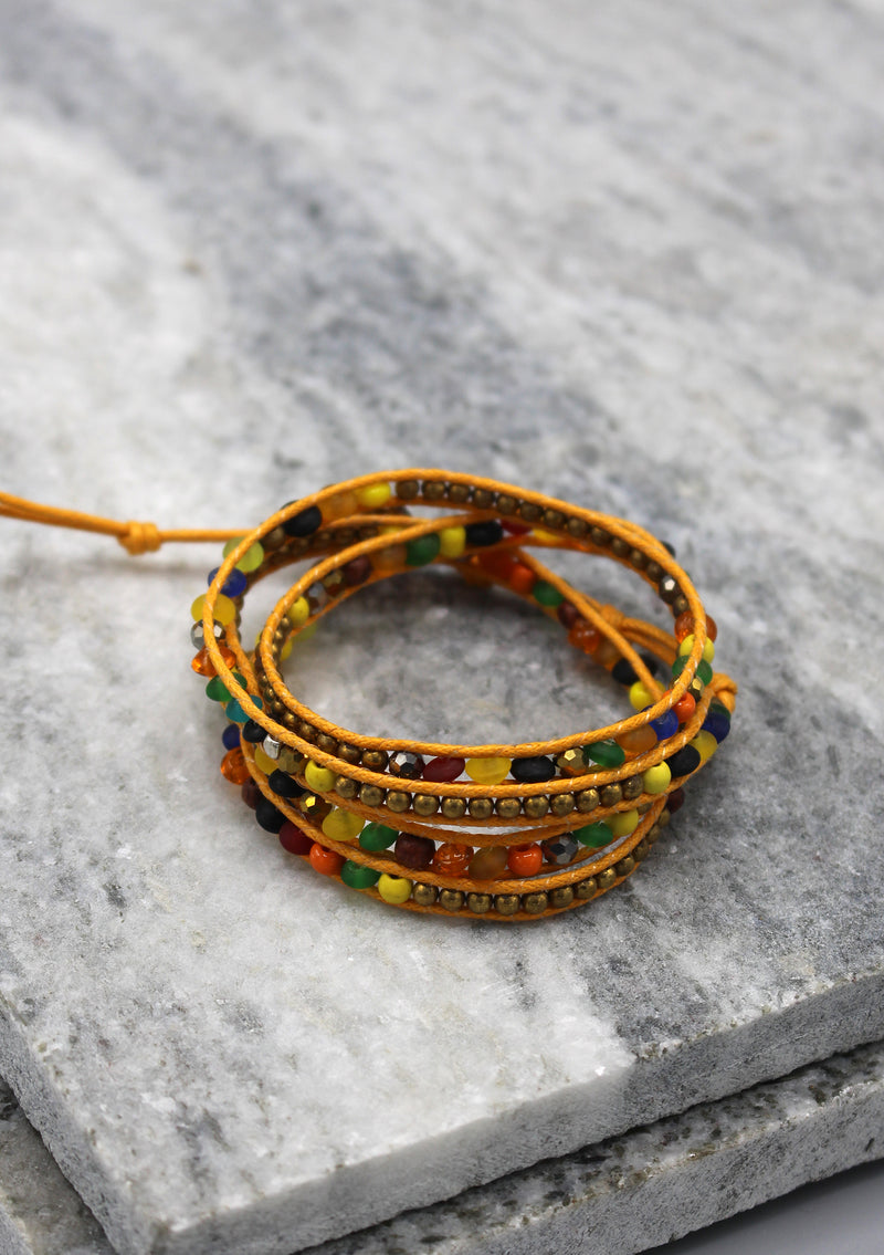 Colorful Glass Beaded Four Wraps Bracelet - nepacrafts