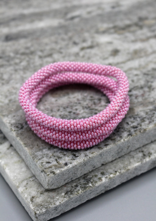Gorgeous Pink Glass Beads Roll on Bracelet - nepacrafts