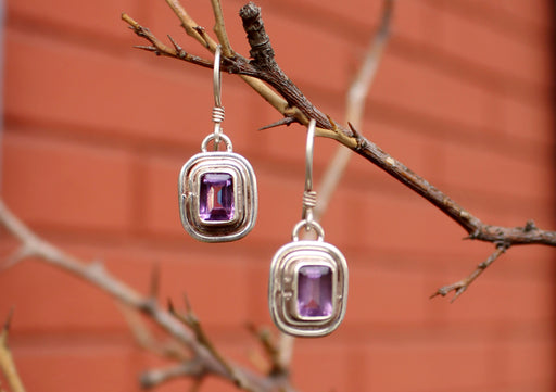 Silver Amethyst Single Drop Earrings - nepacrafts