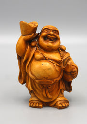Brown Laughing Buddha with Bowl Resin Statue - nepacrafts