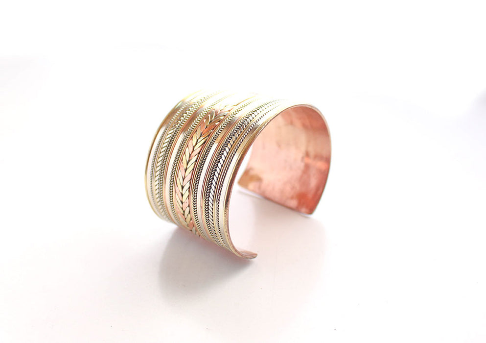 Copper Cuff Bracelet for Meditation and Yoga - nepacrafts