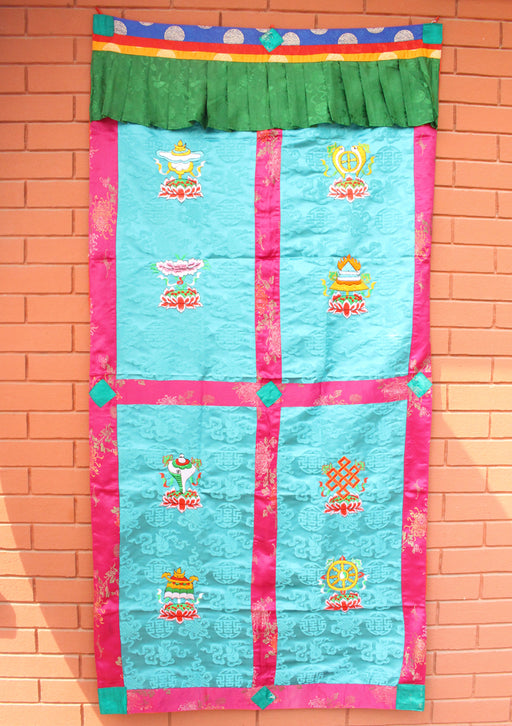 Handmade Tibetan Door Curtain Embroidered with 8 Auspicious Symbol - nepacrafts