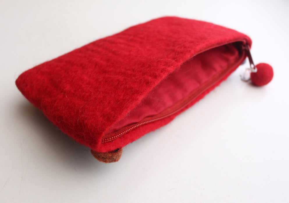Multicolor Flower Beaded Brown Felt Clutch Purse Nepal-FP27 Multicolor Flower Beaded Brown Felt Clutch Purse Nepal-FP27