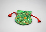 Flower Embroidery Silk Brocade Prayer Beads Pouch - nepacrafts