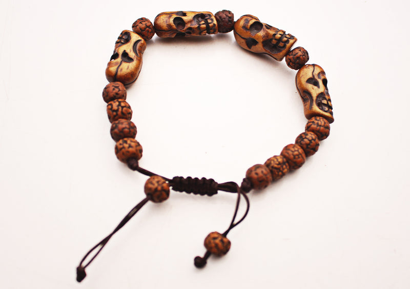Rudrakshya Bracelet with Skull Bone Spacer - nepacrafts