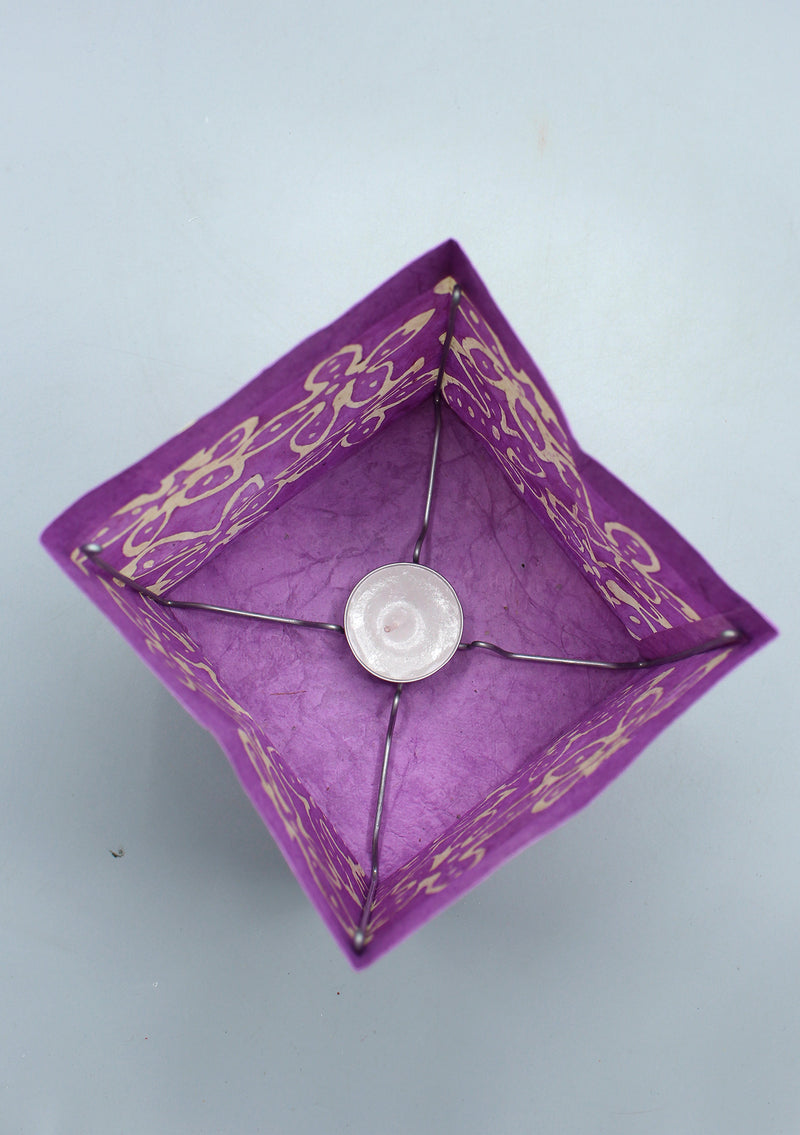Handmade Floral design Lavender Lokta Paper Candle Lamp