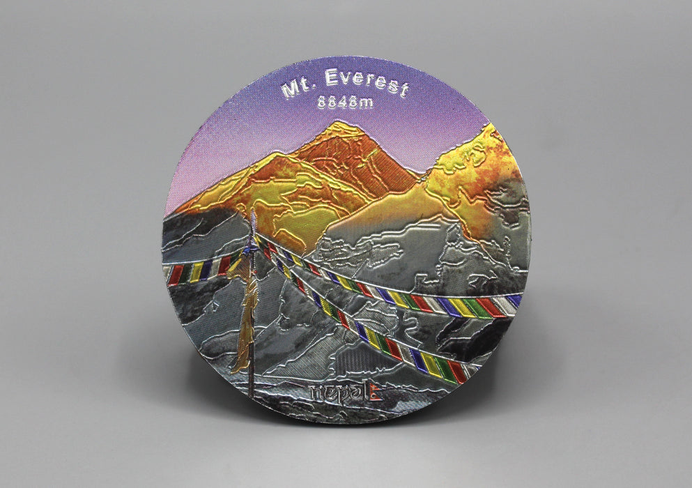 Mount Everest and Prayer Flags Aluminium Fridge Magnet - nepacrafts