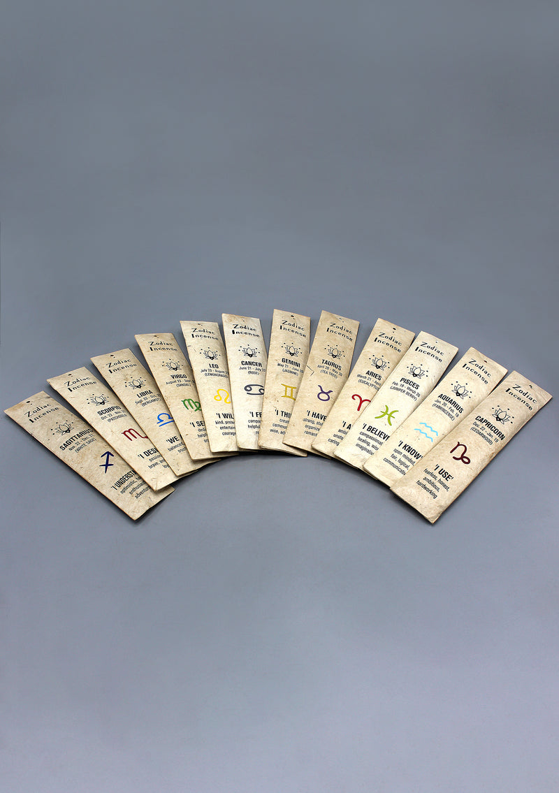 Zodiac Sign  Natural Floral Stick Incense Gift Pack of 12