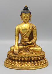 Shakyamuni Buddha Statue Fully Gold Plated - nepacrafts