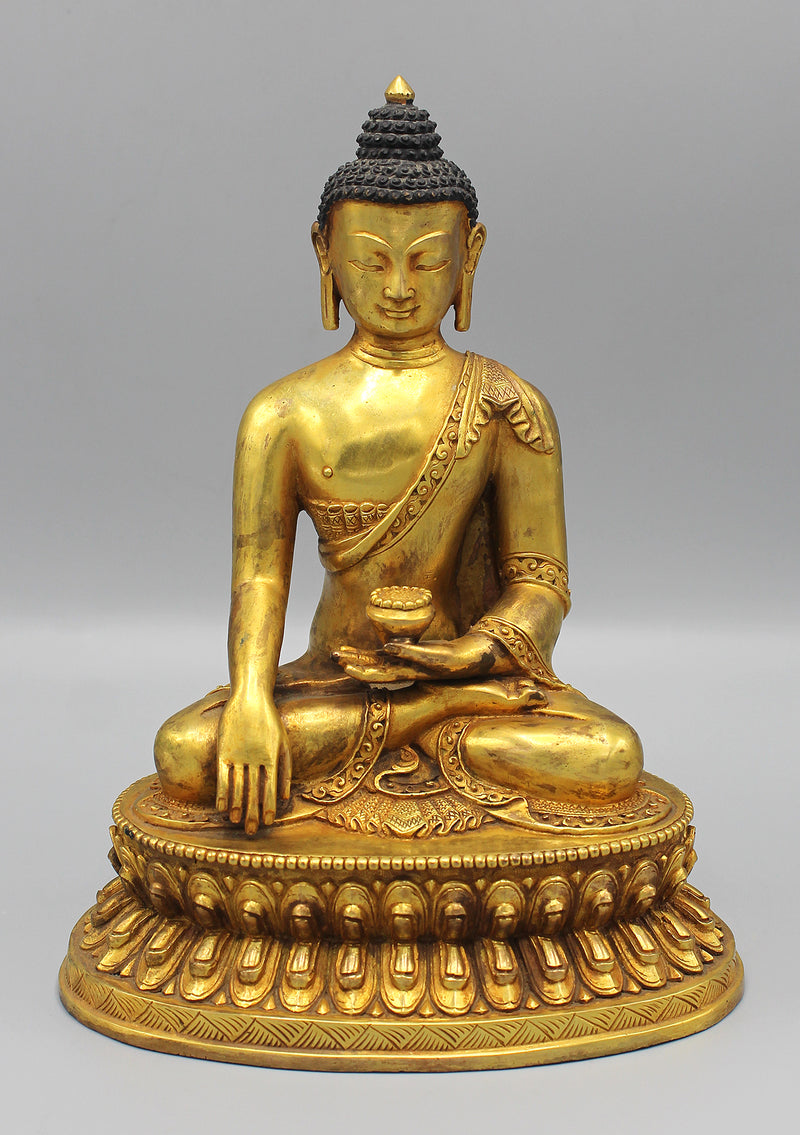 Shakyamuni Buddha Statue Fully Gold Plated - nepacrafts