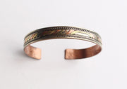 Solid Copper Meditation Open Cuff Bracelet, Wrist Copper Bangle - nepacrafts