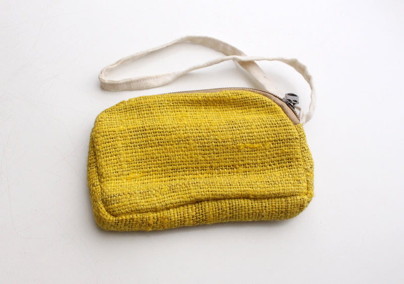 100% Natural and Pure Bright Yellow Hemp Money/Cosmetics Purse - nepacrafts