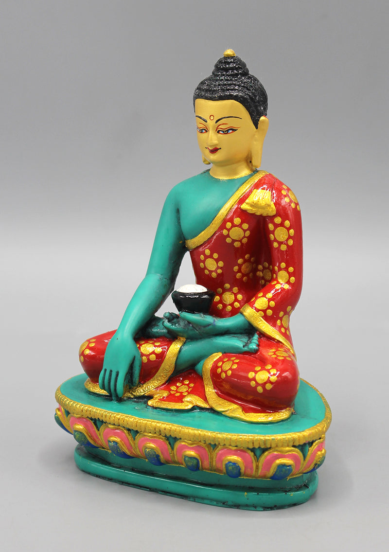 Face Painted Green Shakyamuni Buddha Resin Statue